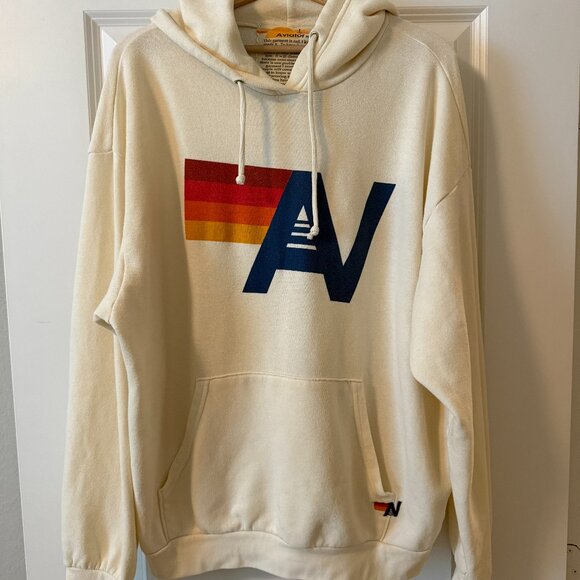 Aviator Nation Logo Pullover Relaxed Hoodie Size Large - Picture 1 of 4